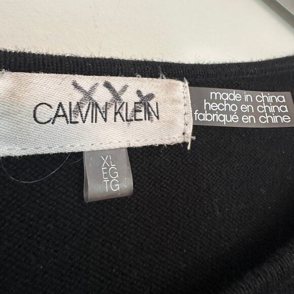 Calvin Klein XL Black Gold Flowers Travel Lounge Pullover Sweater Christmas Cozy - Picture 5 of 10